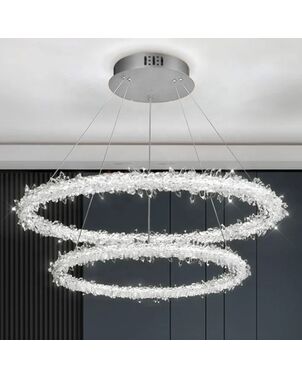 Glamorous ICE M crystal LED ceiling chandelier, round, modern silver