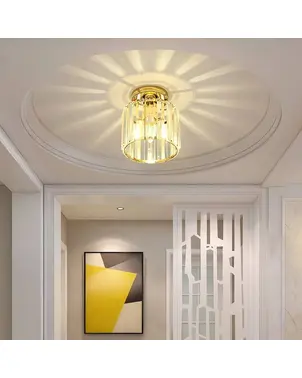 Lampa kryształowa złota, Pojedynczy punk świetlny designerski nowoczesny, szklany klosz STARS S