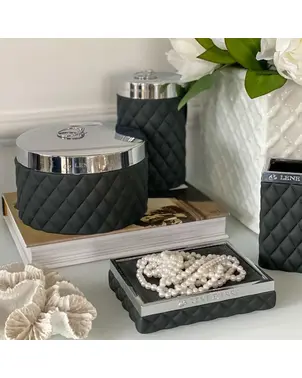 Cotton swab container black Portia jar black Lene Bjerre