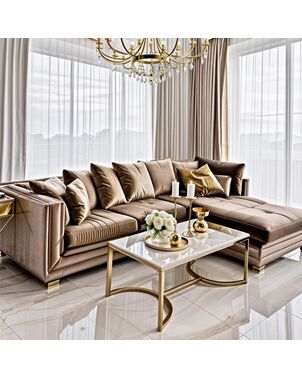 Glamorous coffee table, modern, white marble, gold LOLA table