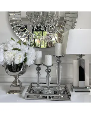 Świecznik kryształowy na srebrnym postumencie FLAVIO O L