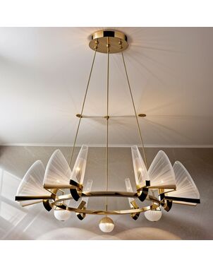 Crystal chandelier MOTYL glamour, gold, designer, exclusive in a modern style, round pendant lamp