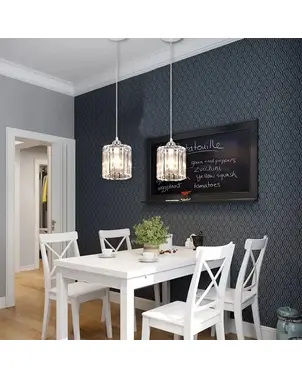 STARS M crystal chandelier, glamour pendant lamp, silver, designer, exclusive, single, glass shade, over the island