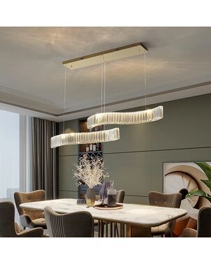 Modern BLOOM chandelier, silver, glamorous, above the table, above the island, oblong