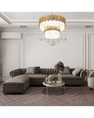 Corner sofa folding sofa in English style CHESTERFIELD leather