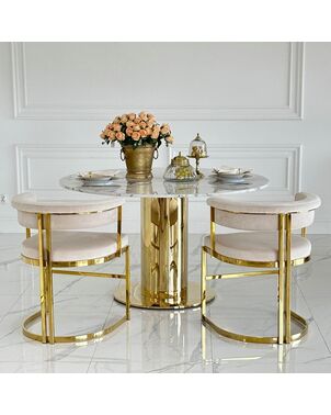 Round glamor dining table, on a golden steel leg, modern, 130cm ORION