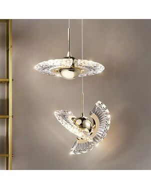 Żyrandol nowoczesny złoty, lampa wisząca glamour designerska ekskluzywna, pojedynczy zwis FLOW S