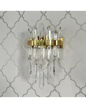 Kinkiet kryształowy, złoty, glamour, designerska lampa ścienna BULGARI OUTLET