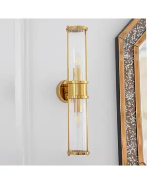 Crystal, gold, glamor, oblong wall lamp, RONALD designer wall lamp