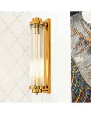 Crystal, gold, glamor, oblong wall lamp, designer wall lamp SOFIA