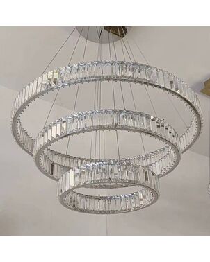 ECLIPSE L crystal chandelier, ring, silver, modern glamor hanging lamp for the living room, adjustable