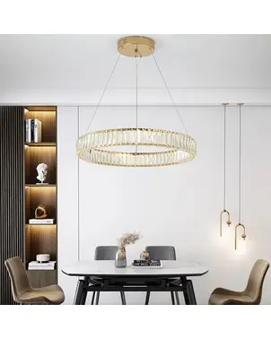 Żyrandol kryształowy CRYSTAL złoty, glamour, ekskluzywny, nowoczesny ring