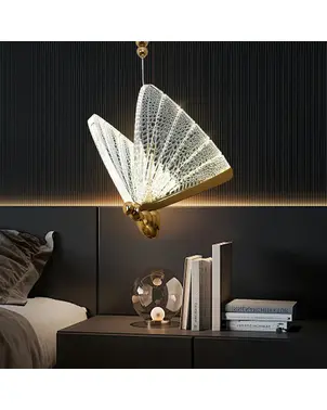 Modern chandelier MOTYL M, glamorous pendant lamp, gold, designer, exclusive, single