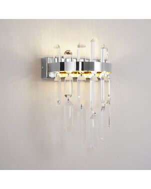 Crystal wall lamp, silver, modern, glamorous BULGARI wall lamp