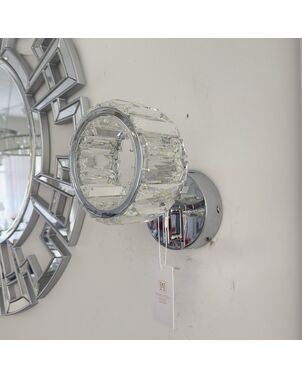 Crystal wall lamp, silver, round, ring, modern, glamorous wall lamp ECLIPSE