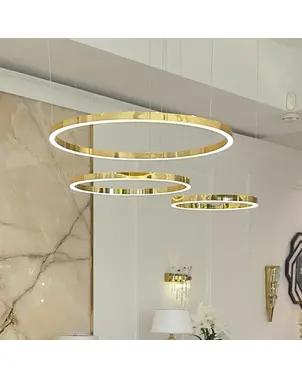 Lampa glamour led GALASSIA okrągła z połyskiem ringi, regulowana, nowoczesna, loft do salonu złota OUTLET