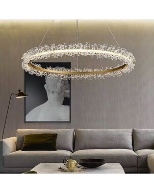 Crystal LED lamp, round ceiling lamp, ring, glamorous chandelier, modern gold BRINA