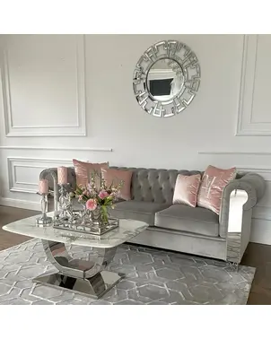 New York Glamour Sofa Modern gray AVIATOR silver