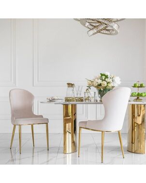 LOUIS modern beige gold New York-style upholstered glamour chair 49x55x110