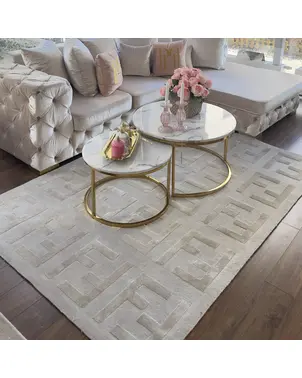 Nowoczesny dywan glamour, do salonu, designerski, beżowy FASHION BEIGE