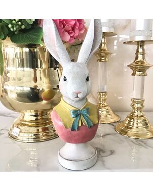 Popiersie drewniane, kolorowe, królik wielkanocny, dekoracja na stół, na kominek, na konsolę lub komodę, popiersie królika XL