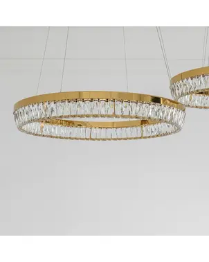 BELLINI crystal chandelier gold, designer, exclusive in a modern style, ring, hanging lamp