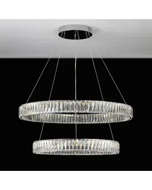 Żyrandol kryształowy nowoczesny ring srebrny glamour okrągły CRYSTAL L