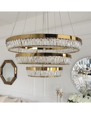 Crystal chandelier, gold, designer, exclusive in a modern style, ring, hanging lamp BELLINI XL