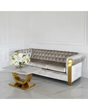 Ekskluzywna złota sofa pikowana glamour AVIATOR