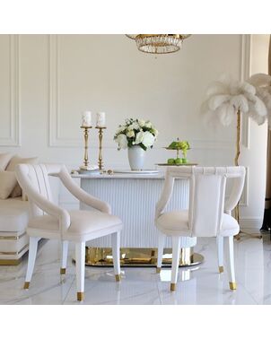 Exclusive glamorous dining chair, beige, white PALACE