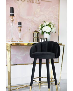 Upholstered glamor stool for dining room, bar, island beige gold DIANA