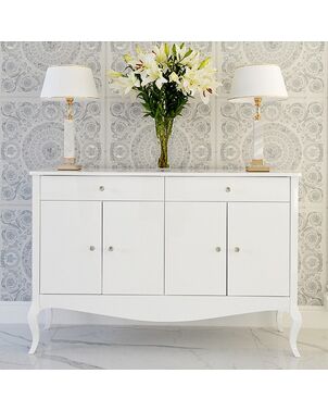 Chest of drawers ELENA GLAMOR OUTLET , bent legs with drawers, white