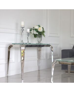 Modern console, silver, with a glass top ELITE