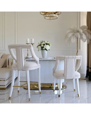 Luxurious dining stool glamour, beige, white PALACE
