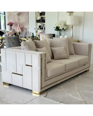 Glamor sofa for the living room, foldable, designer, modern with gold slats PALACE