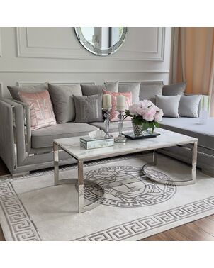Modern silver coffee table with white top LOLA
