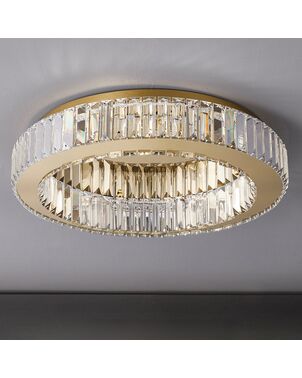 Crystal, gold, designer ceiling lamp, exclusive in a modern style, round, ring, ceiling lamp ECLIPSE 50 cm