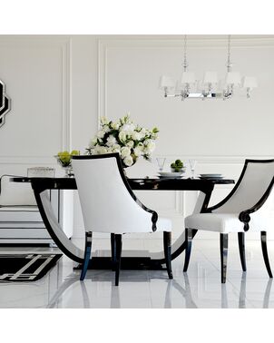 High gloss black matt extendable table in art deco style DAISY