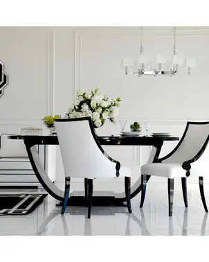 High gloss black matt extendable table in art deco style DAISY