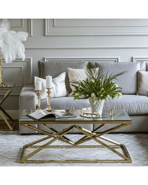 Coffee table glamor with a glass top, steel gold CONRAD OUTLET
