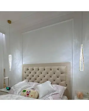 Żyrandol kryształowy złoty nowoczesny, pojedynczy zwis,  lampa wisząca glamour CRYSTAL XS