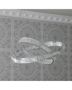 Żyrandol kryształowy nowoczesny ring srebrny glamour okrągły CRYSTAL L