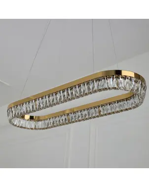 BELLINI crystal chandelier L 100 cm gold, designer, exclusive in a modern style, oblong, hanging lamp