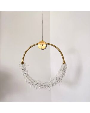 Modern chandelier MOON, glamorous pendant lamp, gold, round, designer, exclusive, single, over the island