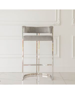 MARCO modern silver grey glamour upholstered barstool for dining room, bar, isle 53x51x92