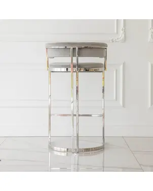 Hoker glamour MARCO nowoczesny tapicerowany do jadalni, barku, wyspy srebrny szary