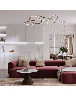 GALASSIA XL round glamorous led lamp with shiny rings, adjustable, modern, loft for living room gold