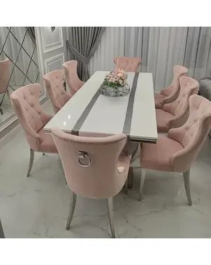 Upholstered quilted chair on steel straight legs, silver gray, for the GRETA living room