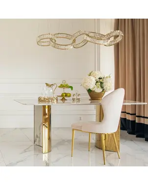 Stół złoty z blatem marmurowym, ekskluzywny do jadalni glamour, nowoczesny MILANO
