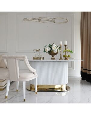 Gold table with marble top, glamour for the dining room, modern, designer, ROYAL OUTLET
